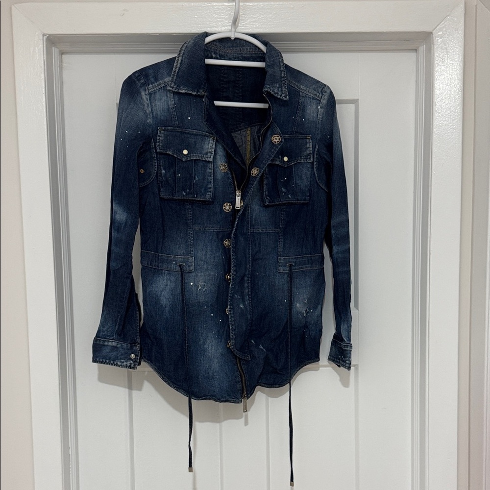 DSQUARED2 Distressed Blue Denim Jacket